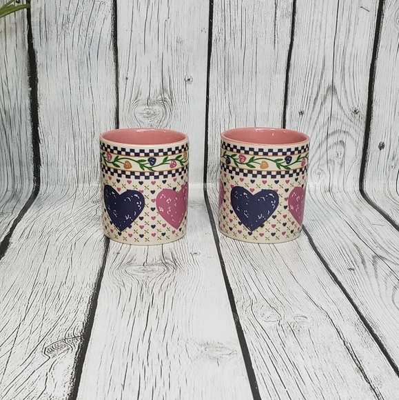 2 Vintage 1986 YFK Designs Hearts Delight Collection Mugs - Picture 2 of 9